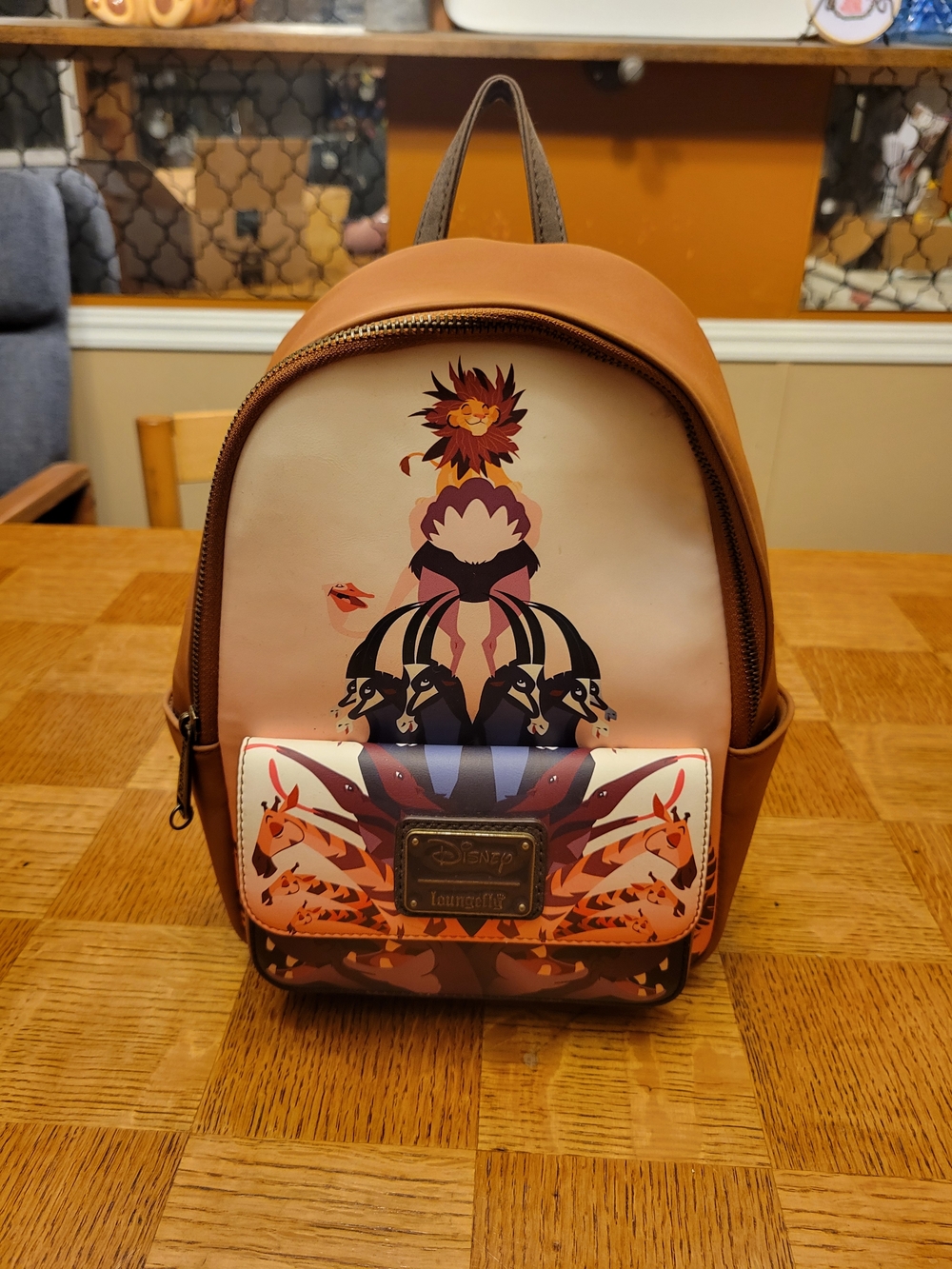 Disney Loungefly Mini Backpack — Tan & Cream Illustrated Design